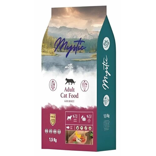 Mystic Сухой корм для кошек Adult Cat Food Gourmet, 1,5 кг prostar adult cat gourmet сухой корм для взрослых кошек с курицей и рыбой 15 кг