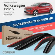 Дефлекторы окон Voron Glass серия Corsar для Volkswagen Polo V 2009-2014 хэтчбек накладные 4 шт.