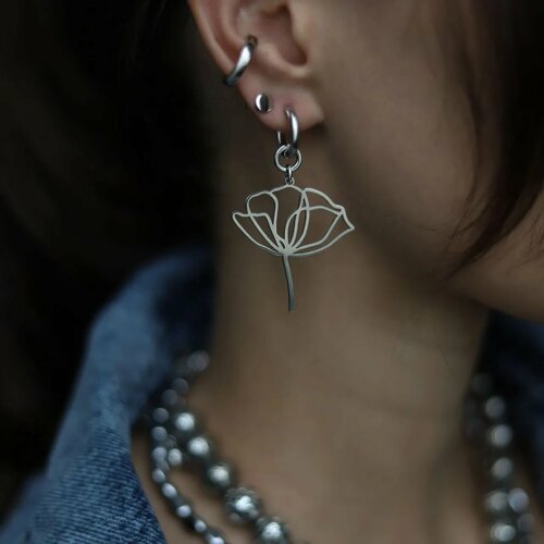 Моносерьга Hitrospletenia, размер 43 мм, серебристый