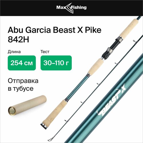 abu garcia чехол для удилища beast pro rod sleeve 3 5ft Спиннинг для рыбалки Abu Garcia Beast X Pike 842H 30-110гр (cork), 254 см, для ловли на бигбейты щуки, судака, сома, удилище спиннинговое штекерное