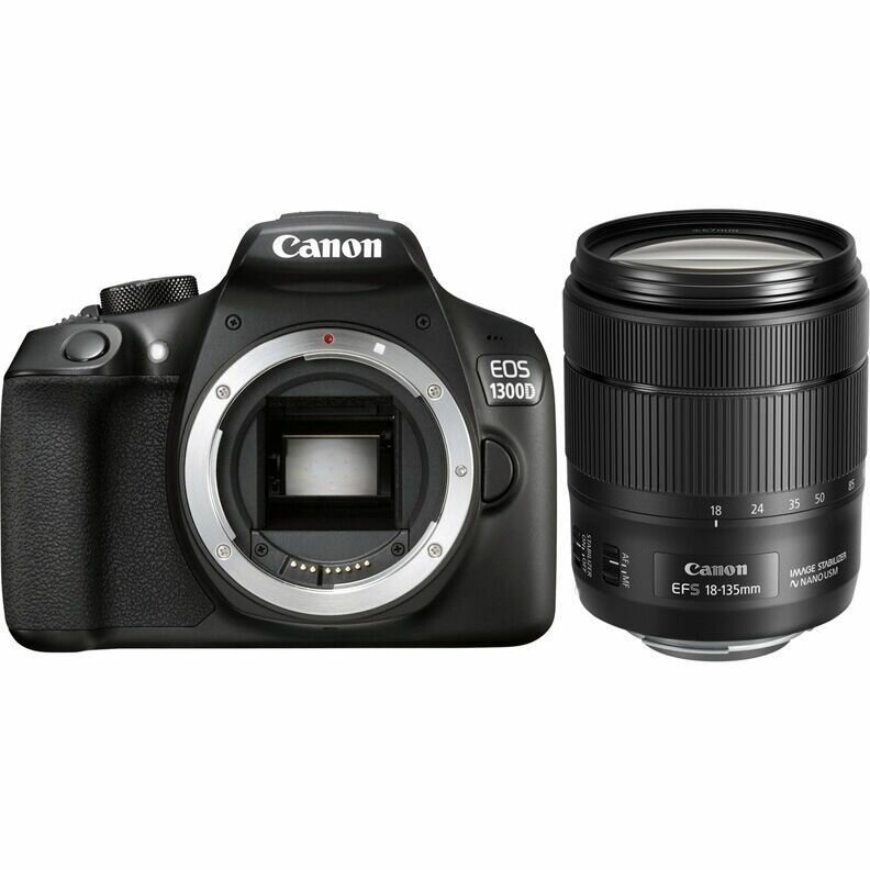 Фотоаппарат Canon EOS 1300D Kit EF-S 18-135mm f/3.5-5.6 IS, черный — фото 1