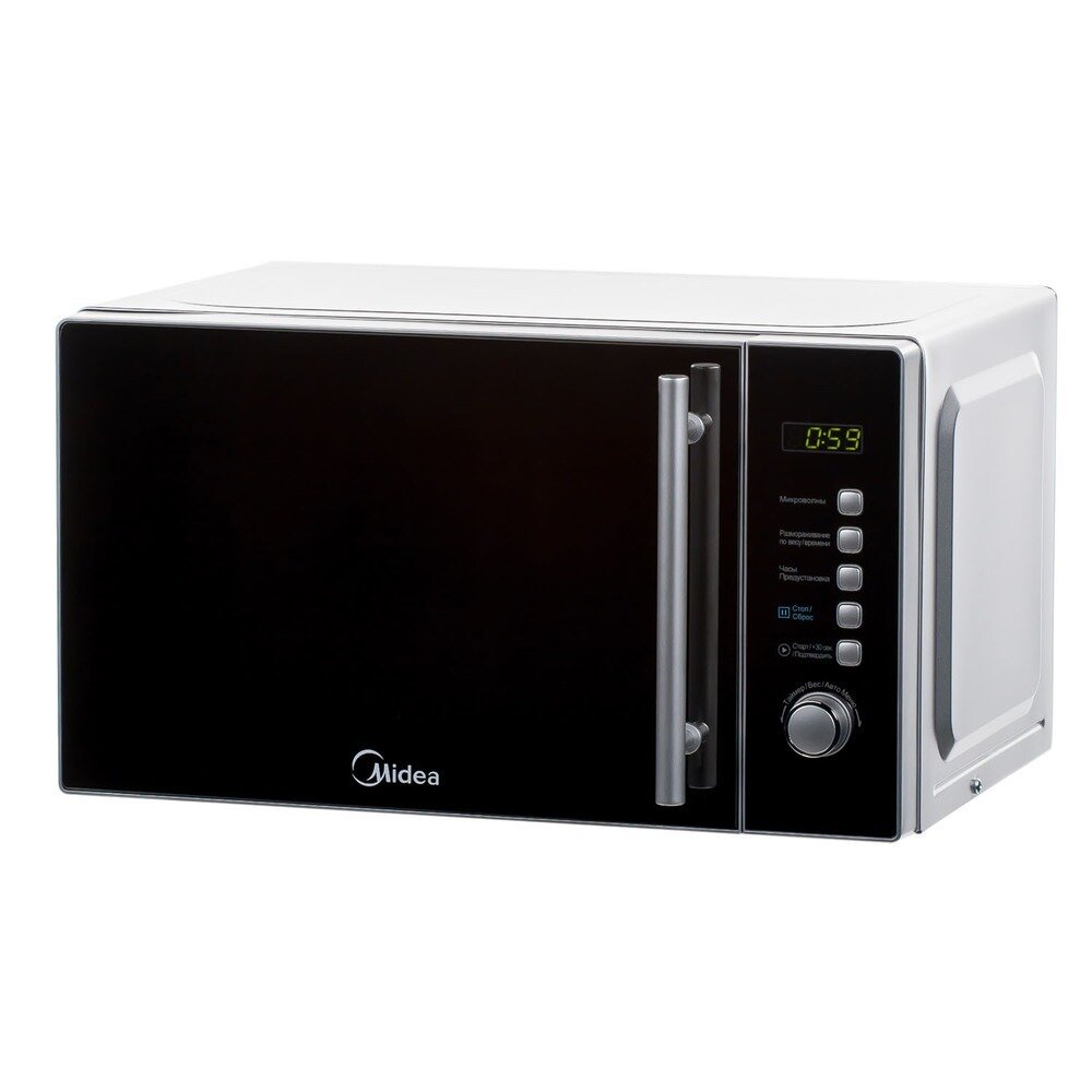 Микроволновая печь без гриля MIDEA AM820CMF с функцией разморозки 800 Ватт металлик