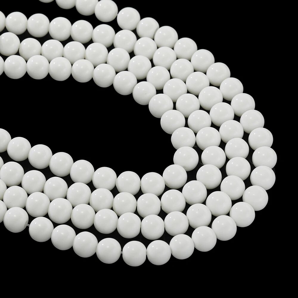 Белые керамические бусины 4/6/8/10 мм Белый 8mm x 48pcs