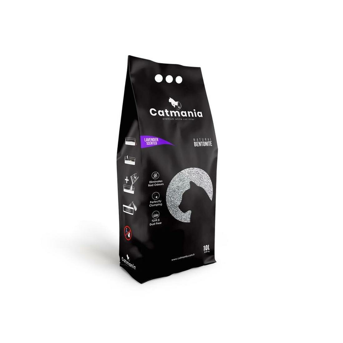 Наполнитель для кошачьего туалета бентонитовый Catmania Lavander комкующийся, с ароматом лаванды 10 л (8.5кг)