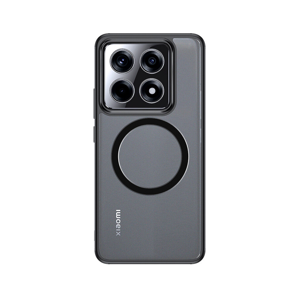 Чехол с Magsafe Xiaomi 14T Pro прозрачный матовый с черным бортом WLONS
