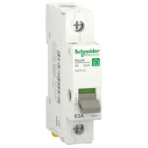 Выключатель нагрузки (модульный рубильник) RESI9 63А 1P R9PS163 Schneider Electric выключатель нагрузки schneider electric resi9 мод рубильник 63а 4p r9ps463