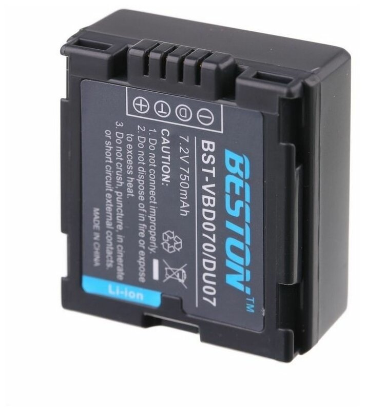 Аккумулятор для видеокамер BESTON Panasonic/HITACHI BST-VW-VBD070/CGA-DU07, 7.2 В, 750 мАч