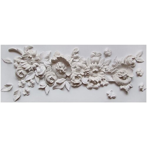Фотообои Уютная стена 3D Барельефные цветы 680х270 см Виниловые Бесшовные (единым полотном)