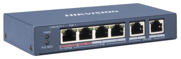 Коммутатор Hikvision DS-3E0106P-EM 6x100Mb 4PoE 35W неуправляемый - фотография № 3