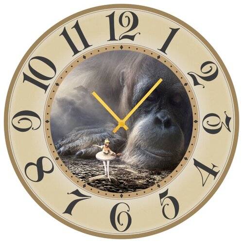 фото Svs настенные часы svs 3502248 большая обезьяна и балерина