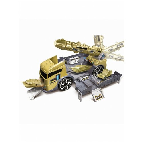 Игровой набор Трейлер-мегабаза: военная машина, 39 см, трансформ, 2 машинки, Handers