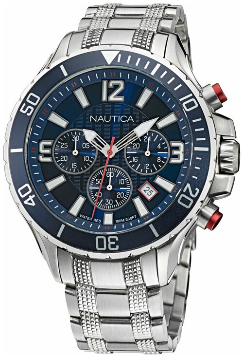 Наручные часы NAUTICA Chrono, серебряный, синий