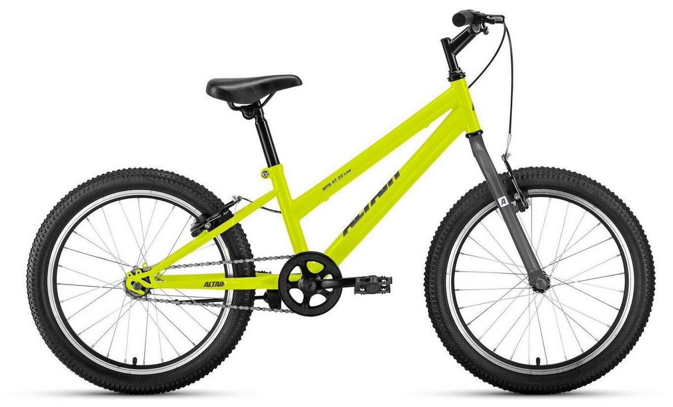 Велосипед ALTAIR MTB HT 20 low (20" 1 ск. рост 10.5") 2020-2021, ярко-зеленый/серый, 1BKT1J101005