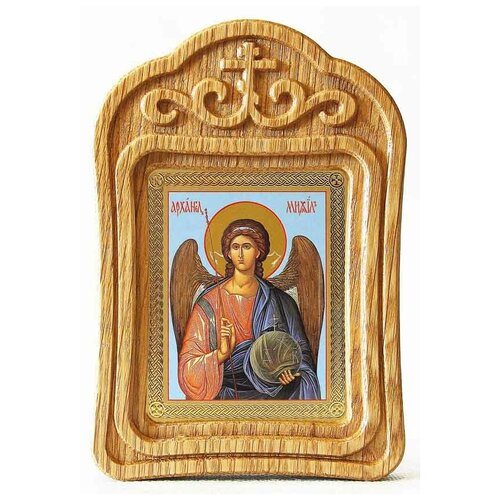 Архангел Михаил, Архистратиг (лик № 071), икона в резной деревянной рамке архангел гавриил икона в резной деревянной рамке
