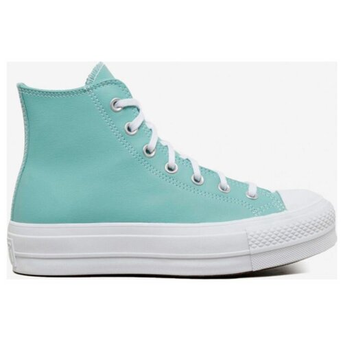 фото Кеды женские converse chuck taylor all star lift hi 571672 кожаные голубые (39.5)