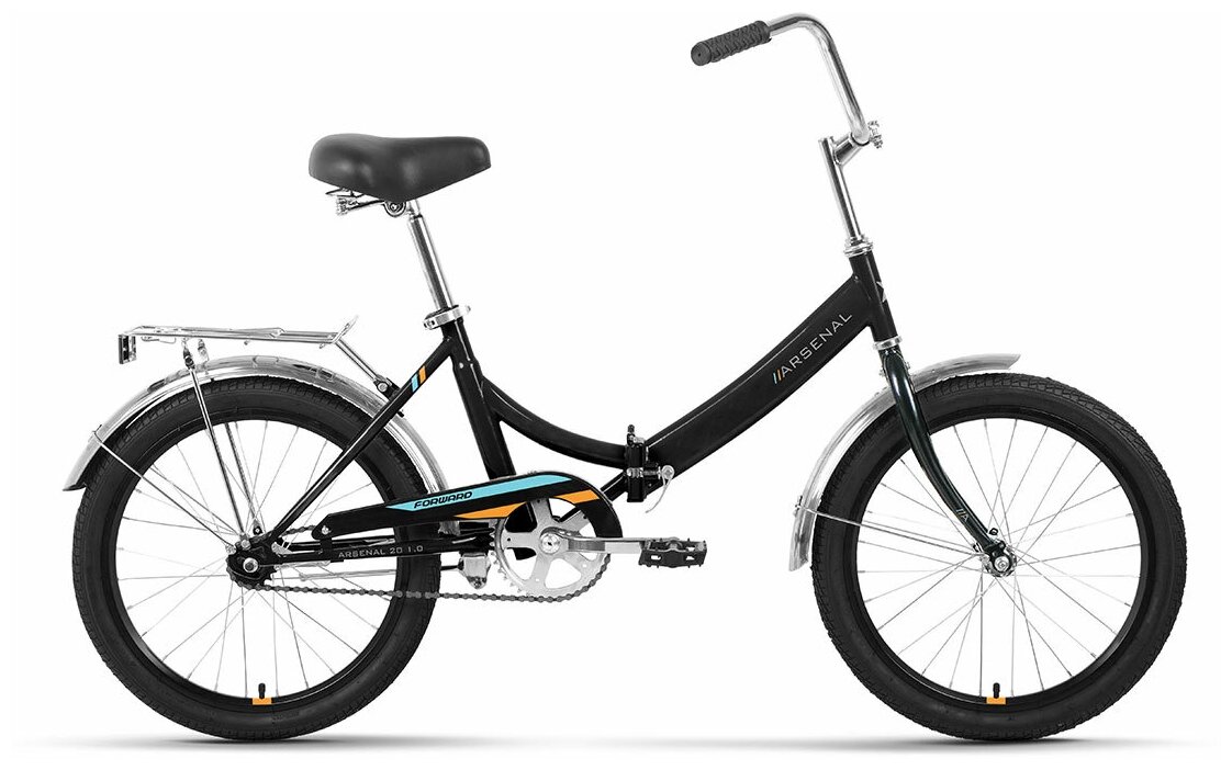 Велосипед 20 FORWARD ARSENAL 1.0 (1-ск.) 2022 черный/оранжевый