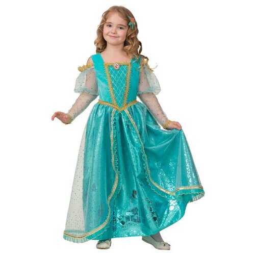 фото Костюм принцесса ариэль принт детский батик 36 (140 см) (платье, брошь, заколка морская звезда)