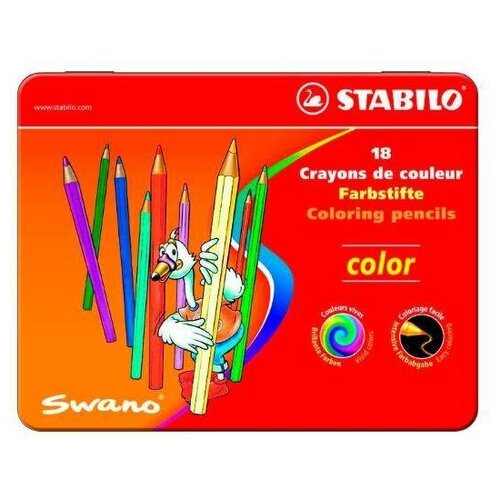 Набор карандашей цветных Stabilo Swano Color 18 цв в металле