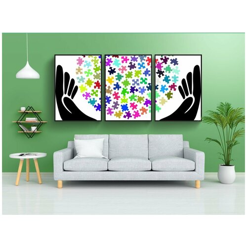 фото Набор модулных постеров для интерьера "два, руки, пальцы" 60x90 см. в тубусе, без рамки lotsprints