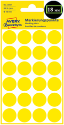 Этикетки-точки AVERY ZWECKFORM 3007, круглые, D-18мм, желтые, 96шт/уп.