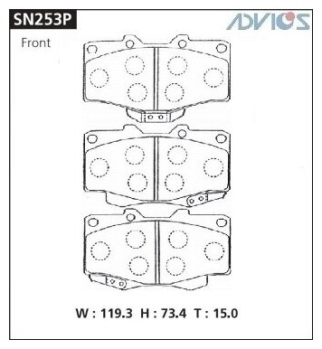 Дисковые тормозные колодки передние ADVICS SN253P (4 шт.)
