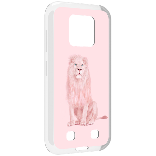 Чехол MyPads Розовый-лев для Oukitel WP18 задняя-панель-накладка-бампер