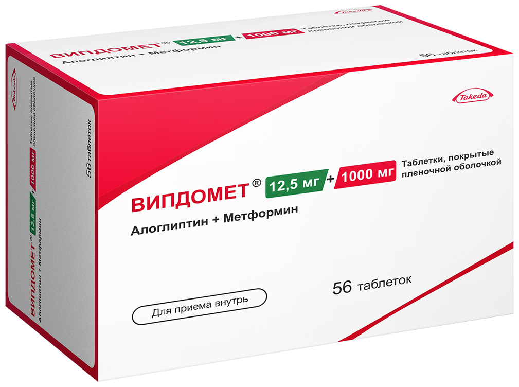 Средства От Сахарного Диабета Випдомет таб. п/о плен., 12.5 мг+1000 мг, 56 шт.