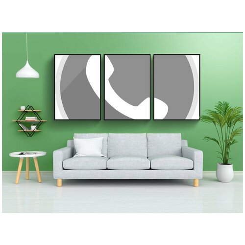 фото Набор модулных постеров для интерьера "whatsapp логотип, икона, серый" 60x90 см. в тубусе, без рамки lotsprints