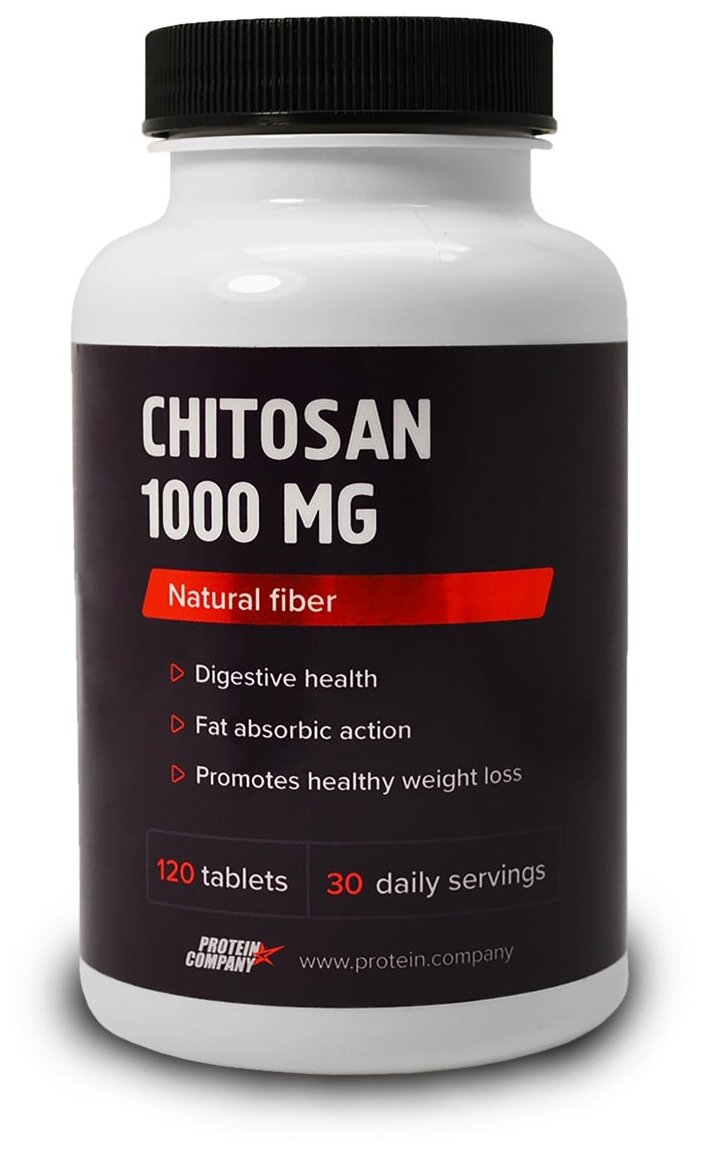Chitosan 1000 mg / PROTEIN.COMPANY / Хитозан / Таблетки / 30 порций / 120 таблеток