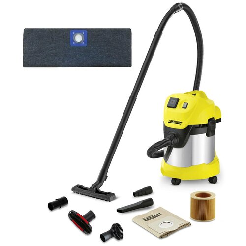 фото Пылесос karcher wd 3 p premium full complect + многоразовый мешок, насадки для твердой и мягкой мебели