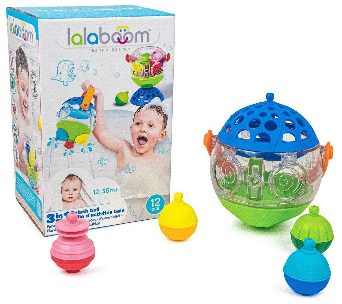 Игрушка развивающая Lalaboom Ведерко для купания, 12 предметов