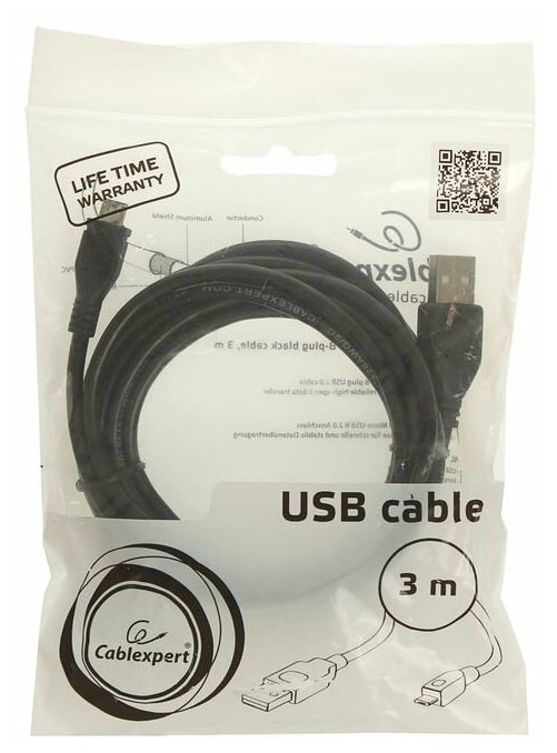 Кабель USB 2.0 - microUSB 5pin 3м Gembird Pro CCP-MUSB2-AMBM-10 - фото №2