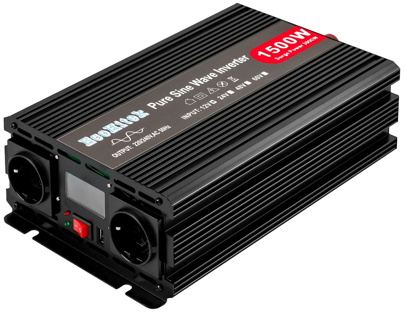 Power Inverter 3000 EcoHitek Автомобильный инвертор напряжения 12 - 220В (пост нагрузка до 1500 Вт). Подключение приборов эл. инструмента.