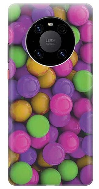 Ультратонкий силиконовый чехол-накладка для Huawei Mate 40 Pro с принтом "Разноцветные драже"