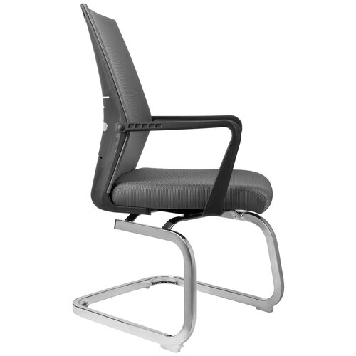 фото Конференц кресло riva chair g818, хром квадратная труба, пластиковые подлокотники, сетка-текстиль, цвет: серый
