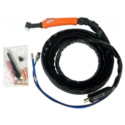 FoxWeld Горелка UnoTIG-26 8м (разъем 35мм2, с кнопкой,) кабели сварочные foxweld длина 5м разъем 35мм2 электрододержатель зажим