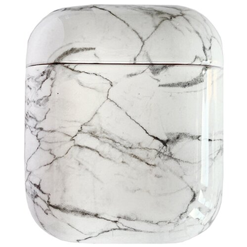 фото Чехол для футляра airpods 1 / airpods 2 / кейс накладка на футляр для эйрподс / коллекция "marble" белый luxcase