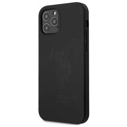 фото Силиконовый чехол-накладка для iphone 12/12 pro u.s. polo assn. liquid silicone double horse, черный/black