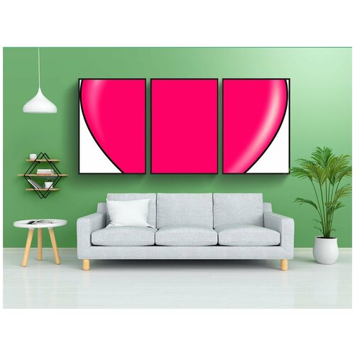 фото Набор модулных постеров для интерьера "сердце, розовый, формы" 60x90 см. в тубусе, без рамки lotsprints