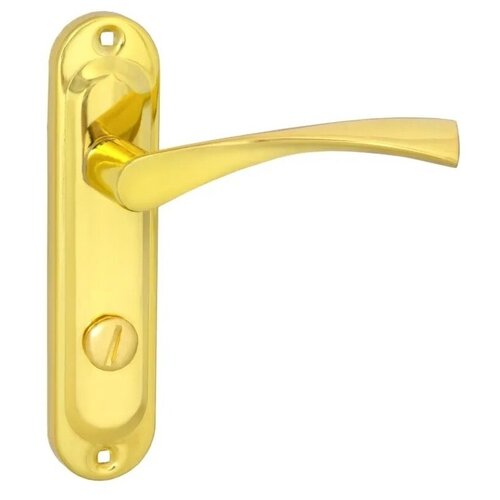 Ручки на планке межкомнатные Ferre 62.323 WC G золото с фиксатором, к механизму Kale 251 wc 62 мм. комплект дверных ручек золото с ключом