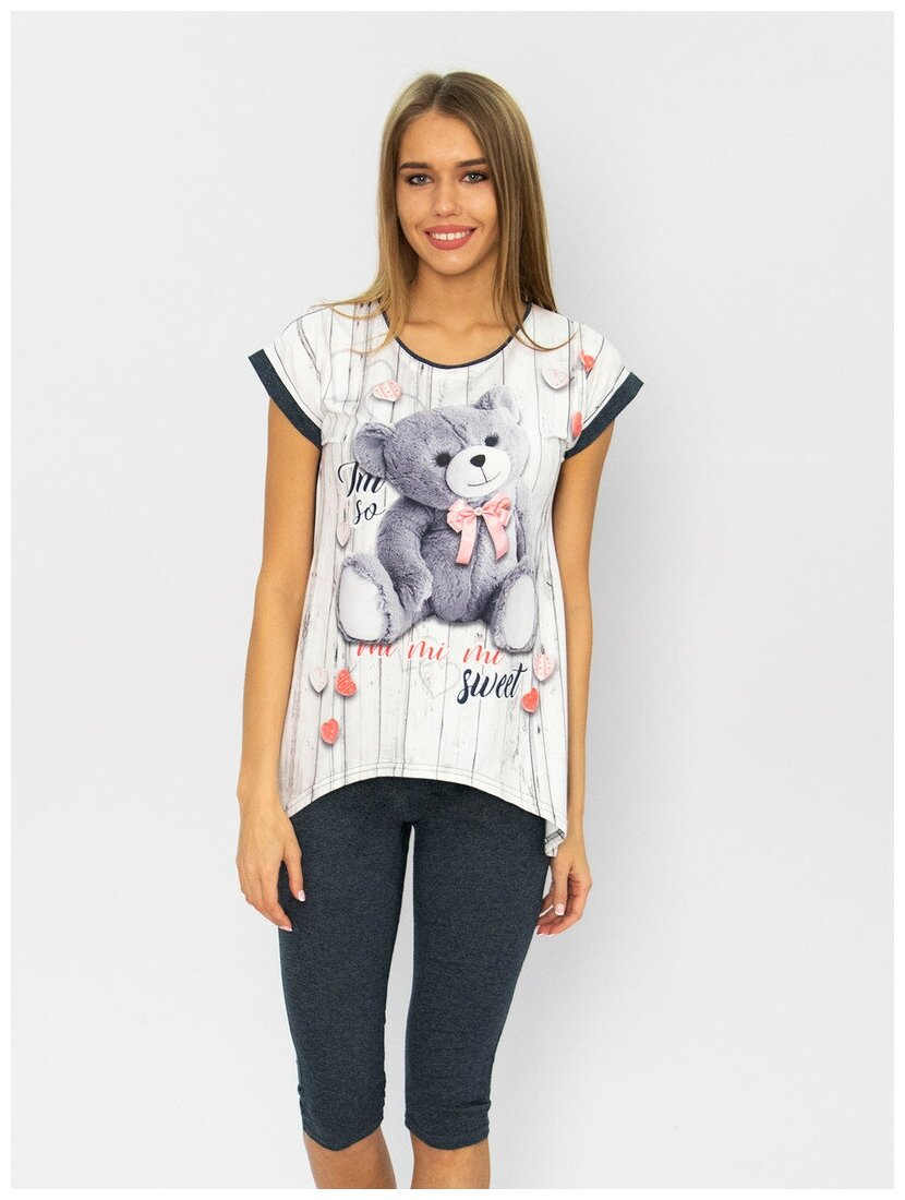 Комплект женский "TOYS" футболка+бриджи кулирка+микрофибра антрацит меланж