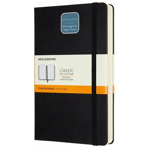 Блокнот в линейку Moleskine CLASSIC EXPENDED (QP060EXP) 13х21см, 400стр, твердая обложка, черный