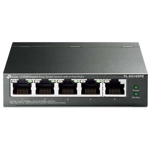 Коммутатор TP-Link TL-SG105PE 5G 4PoE+ 65W управляемый коммутатор tp link tl sg3452x управляемый количество портов 48x1 гбит с tl sg3452x