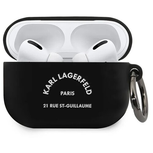 Lagerfeld для Airpods Pro чехол Silicone case with ring RSG logo Black