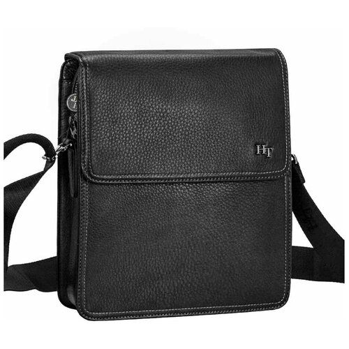 фото Сумка планшет ht классическая, натуральная кожа, внутренний карман, регулируемый ремень, черный