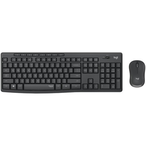 Комплект клавиатура + мышь Logitech Silent Wireless Combo MK295, графитовый, английская/русская комплект клавиатура мышь rapoo 9900m black черный черный 19354