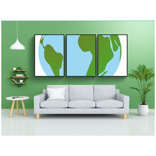 фото Набор модулных постеров для интерьера "мир, глобус, земля" 60x90 см. в тубусе, без рамки lotsprints