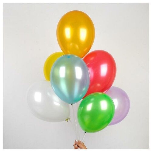 фото Шар латексный 12", металл, набор 50 шт., цвет микс 4242824 globos festival