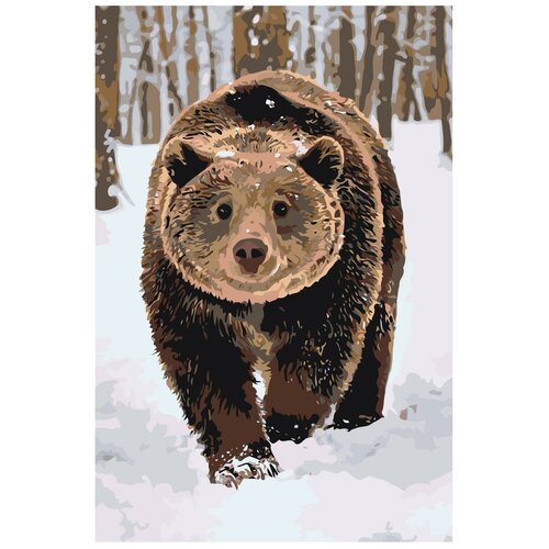 Картина по номерам, Живопись по номерам, 40 x 60, A282, Медведь, зима, снег, пейзаж, животные, дикий, шерсть картина по номерам живопись по номерам 40 x 60 a282 медведь зима снег пейзаж животные дикий шерсть