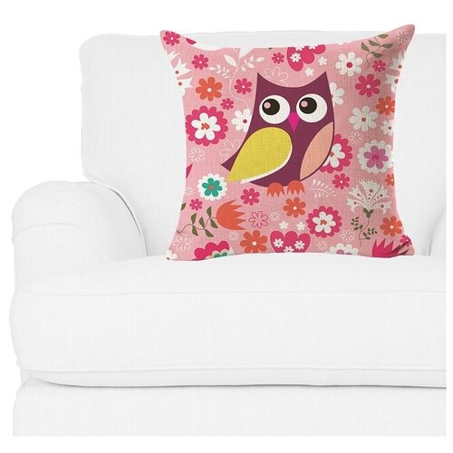 фото Декоративная подушка, льняная наволочка, розовая, 45х45 см,5 sisters 5s- pillow-78